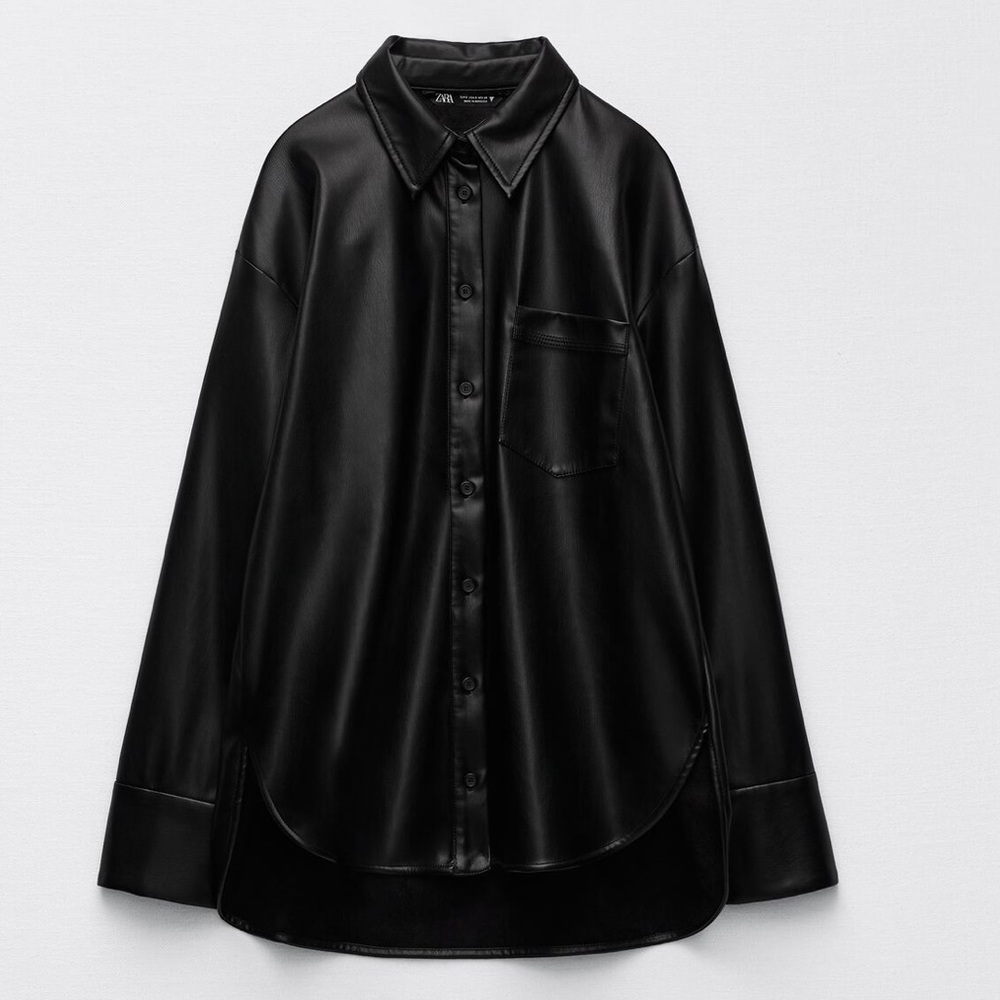 Zara Faux Black Leather Shirt/Shacket